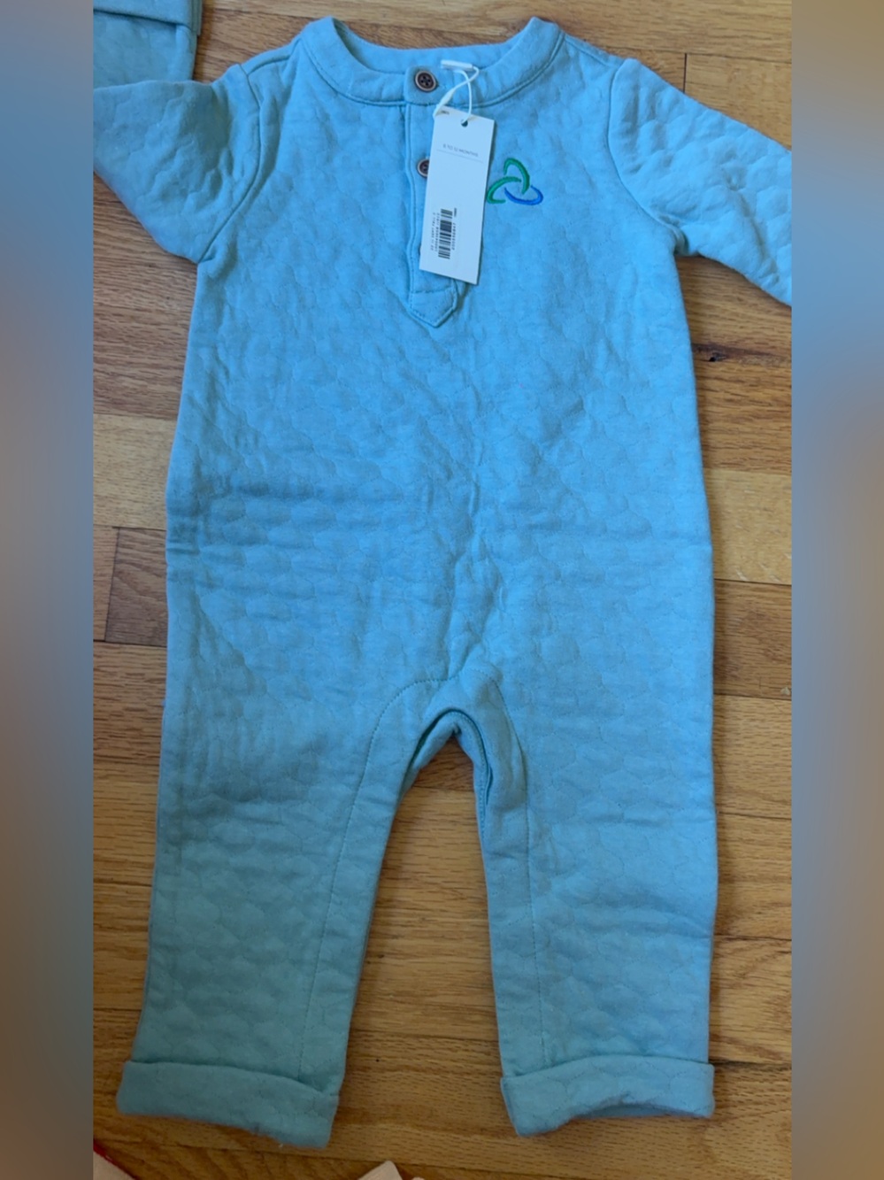 Janie and Jack Quilted Light Blue Baby Romper